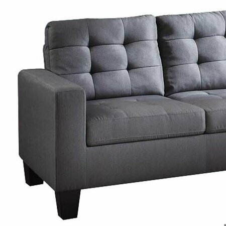 Homeroots 32 x 81 x 35 in. Gray Linen Upholstery Sectional Sofa 347262